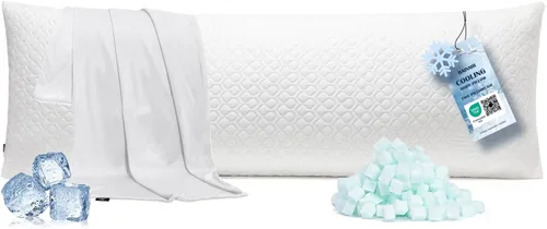 Vista 18 de Rainmr Almohada de cama tamaño Queen para dormir, almohadas ajustables de espuma viscoelástica triturada con funda de almohada refrescante lavable
