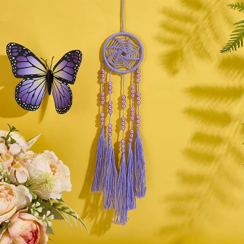Vista 5 de INFUNLY 12 piezas Kit DIY de mini atrapasueños boho, kit de atrapasueños pequeños de color arcoíris para principiantes, atrapasueños hechos a mano