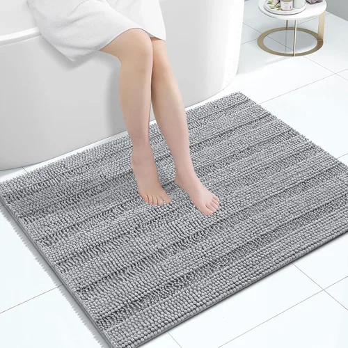 Vista 89 de Grandaily Alfombras de baño de felpilla a rayas de 24 x 16 pulgadas, extra gruesas y suaves, absorbentes, parte trasera de goma, alfombra de ducha