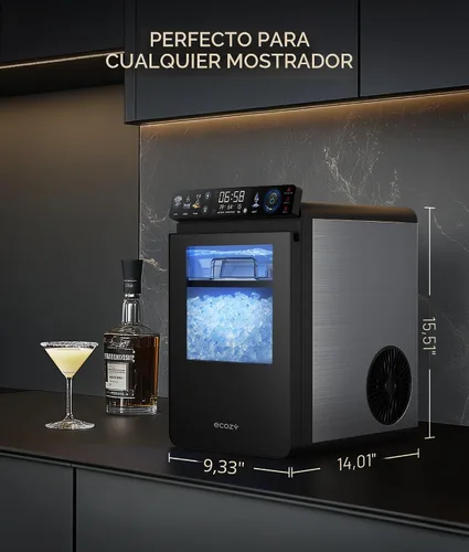 Vista 9 de ecozy Nugget - Máquina de hielo para encimera, primer panel inteligente a todo color de 44 libras/24 horas con control de aplicación, aislamiento