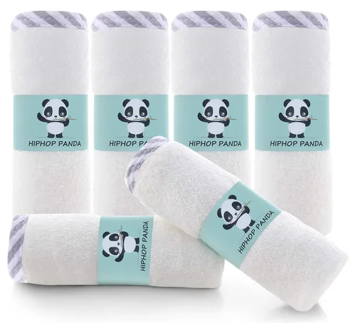 Vista 27 de HIPHOP PANDA Toallitas para bebé, rayón hecho de bambú - 2 capas ultra suaves y absorbentes, toallita facial de baño para recién nacidos - toallitas