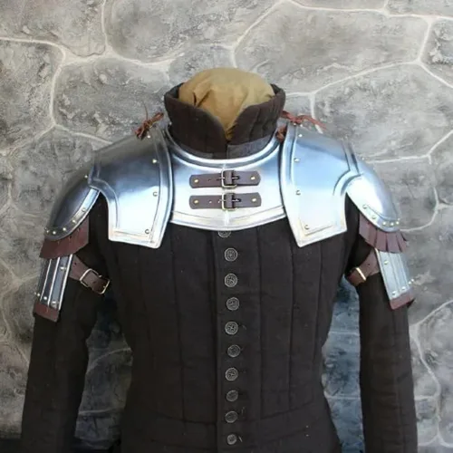 Vista 7 de Juego de hombreras medievales de acero medieval con diseño de gorget y faldones de guerrero de batalla juego de armadura de hombro y hombros