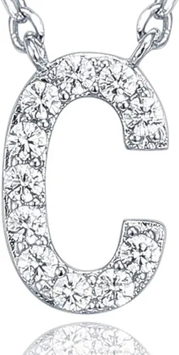 Vista 47 de PAVOI 14K White Gold Plated Cubic Zirconia Initial Necklace Letter Dainty Necklaces for Women