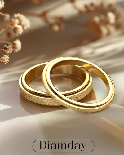 Vista 2 de Diamday Anillos Fidget para Mujeres y Hombres - Anillo Spinner de Acero Inoxidable 2/4 para Alivio de Ansiedad y Estrés con Purpurina Chorro
