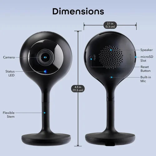 Vista 9 de Geeni Look 2K 4MP Cámara de seguridad inteligente para interiores – 1440p Ultra HD WiFi Monitor para mascotas y bebés con audio de 2 vías, zonas