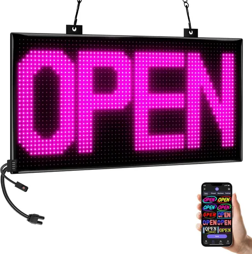 Vista 9 de Señal LED de desplazamiento de doble fila, panel de matriz LED flexible programable, control por aplicación Bluetooth, texto DIY, patrones