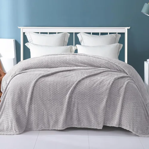Vista 2 de Exclusivo Mezcla Manta de forro polar gris claro tamaño Queen para cama, 90 x 90 pulgadas, suave y acogedora manta decorativa 3D de franela