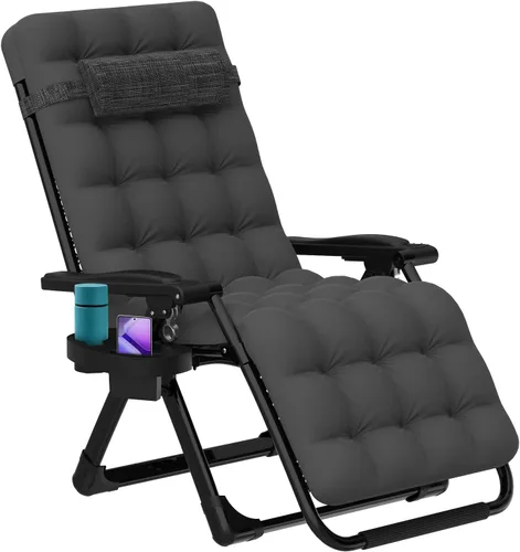 Vista 12 de ZENPETIO Silla de gravedad cero, sillas reclinables de camping con cojín