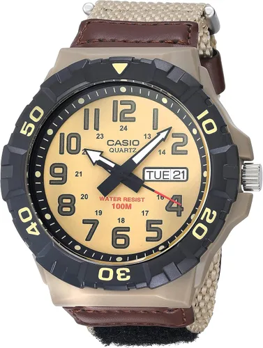 Vista 8 de Casio MRW200H Series Men's Analog Watch Sporty Design 100 Meter Water Resistance Date Display Rotary Bezel Regular Time Keeping