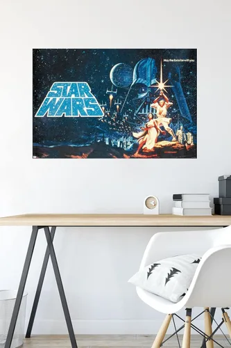 Vista 4 de Star Wars: A New Hope - Póster de pared horizontal, 34 pulgadas de largo x 22.4 pulgadas de ancho, versión premium sin marco