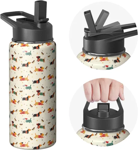 Vista 13 de Dachshund - Vaso de viaje aislado de acero inoxidable de 20 onzas con asa y pajilla, regalo para mujer, para el Día de la Madre, a prueba de fugas