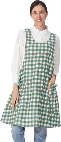 Vista 45 de Delantales ajustables con espalda cruzada para mujer con bolsillos de algodón y lino para cocinar y hornear