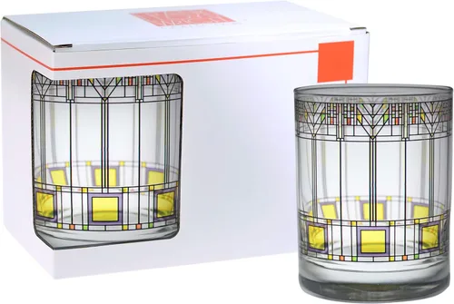 Vista 2 de Culver Frank Lloyd Wright DOF - Vaso doble Old Fashioned de 14 onzas (juego de 2 cajas de regalo, árbol de la vida)