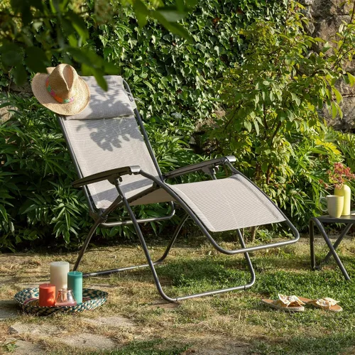 Vista 2 de Lafuma - Zero Gravity Chair - Outdoor Recliner Chair Rclip Batyline®iso Magnolia Tubing Titane - Made in France - LFM4023_9269-5 Year Warranty Pink
