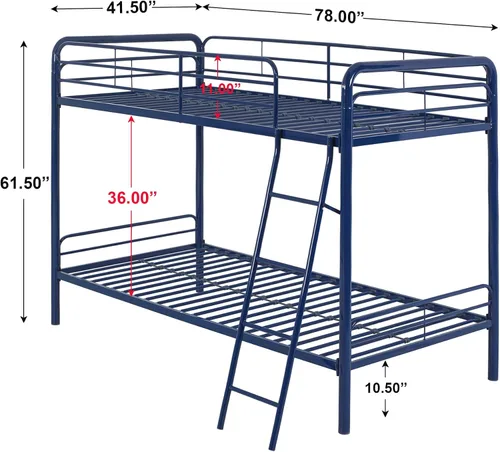 Vista 2 de Better Home Products Litera de metal individual sobre cama individual en azul