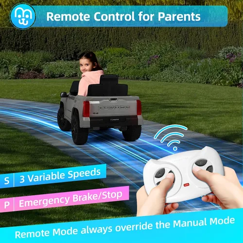 Vista 3 de MINIATURE MOTORS Camioneta eléctrica de 12 V con batería de 7 Ah para niños, camioneta eléctrica con maletero con control remoto, Bluetooth, música