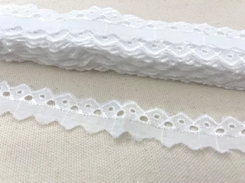 Vista 9 de AMORNPHAN 15 yardas de ancho 0.75 pulgadas de ancho con ojales de algodón blanco con ribete de encaje, tela bordada floral, mantel, mantas
