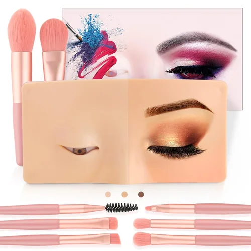 Vista 10 de Cara de práctica de maquillaje de silicona, maniquí 5D para sombra de ojos de pestañas Odorless Soft Silicone, Reusable 5000+ Times, Easy Clean