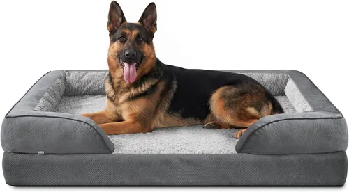 Vista 52 de L Plus - Cama ortopédica para perros grandes, sofá lavable para perros con espuma para huevos, forro impermeable y parte inferior antideslizante