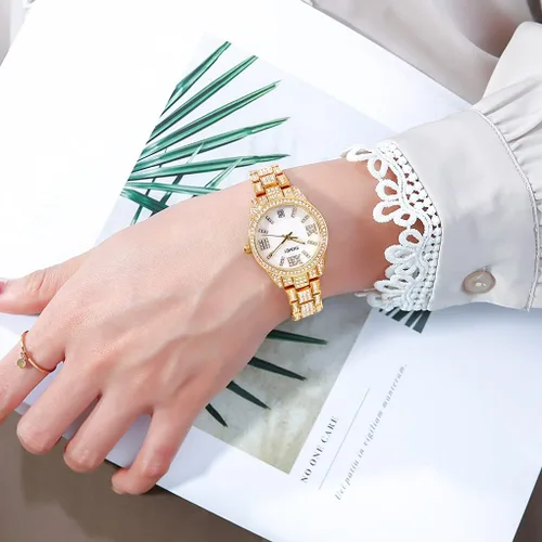 Vista 4 de SKMEI Lady Watches for Women Female Bling Dress Fashion Luxury Diamond Business Casual Analog Quartz Waterproof Stainless Steel Wristwatches Gifts