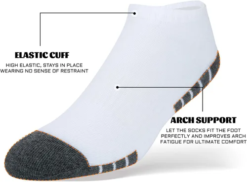 Vista 3 de Heatuff Paquete de 10 calcetines tobilleros de corte bajo para hombre con cojín, calcetines deportivos transpirables y casuales.