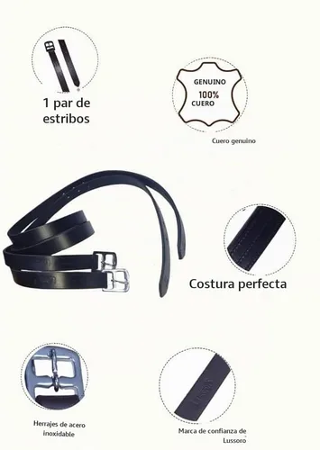 Vista 4 de Kit de inicio de silla de montar a caballo Lussoro de cuero inglés para equitación, set de regalo, silla de salto inglés, pack de 7 piezas
