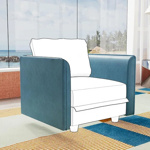 Vista 9 de LLappuil Sofá modular seccional par de módulo de reposabrazos lateral para personalizar el sofá, cuero sintético marrón moderno