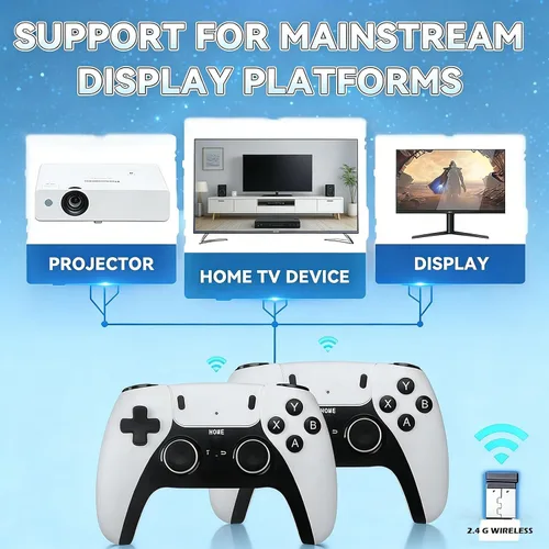 Vista 4 de Retro Wireless Gaming Console 2025 New Edition Built-in 128GB storage Features 23 emulators supporting 20,000+ games Includes dual 2.4GHz wireless