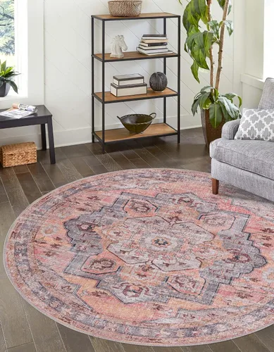 Vista 7 de Unique Loom Colección Mangata Alfombra de área - Melodie (Runner 2' 0" x 10' 0", albaricoque y rosa/gris)