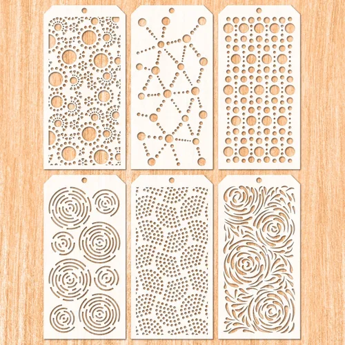 Vista 8 de 6 piezas de plantillas decorativas para álbumes de recortes, pintura en pared, muebles, manualidades, adecuada para decoración del hogar (círculo)
