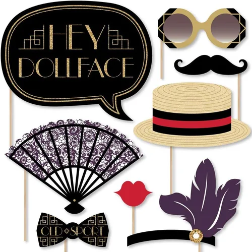 Vista 7 de Roaring 20 – Twenties Photo Booth Props Kit de la – 20 Count
