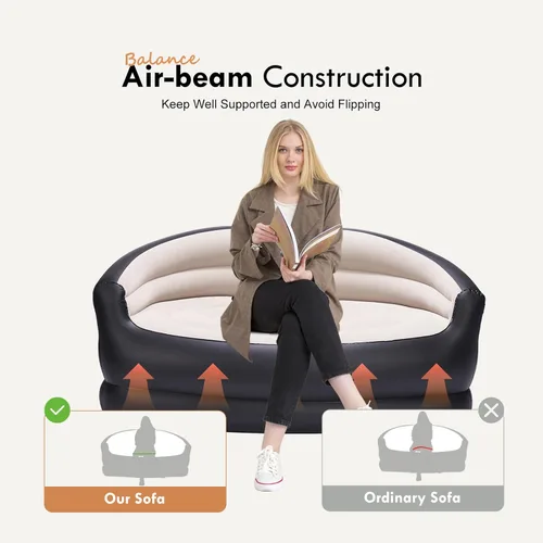 Vista 9 de DIMAR GARDEN Sofá Inflable al Aire Libre, Sofás Hinchables para Acampar, Tamaño Doble