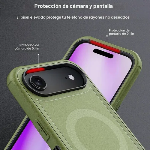 Vista 7 de M MYBAT PRO Funda para iPhone Air con funda de clip para cinturón, [compatible con Magsafe] con protector de pantalla, anticaídas, a prueba de Verde