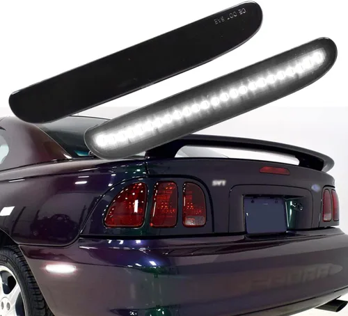 Vista 8 de Para 1994 1995 1996 1997 1998 Ford Mustang Parachoques Trasero Lateral Luces de Marcador Claro Lente Rojo Led Lámpara Luces LED rojas de lente