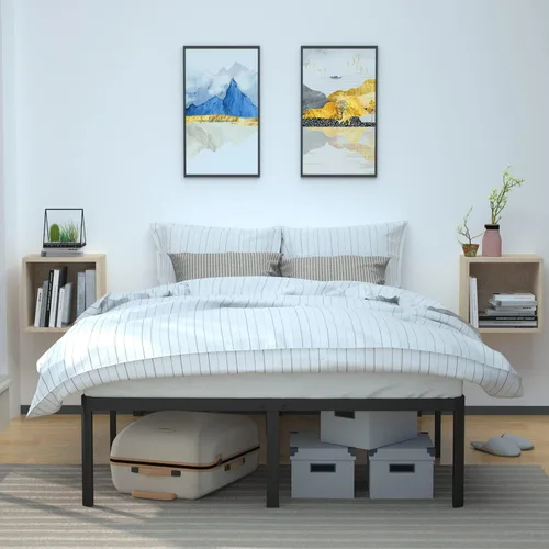 Vista 6 de Amazon Basics Armazón de cama resistente de servicio pesado antideslizante con listones de acero, fácil montaje - 18" H, (Full), negro