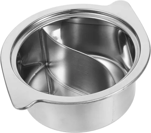 Vista 2 de ERINGOGO Olla caliente con divisor, olla antiadherente de acero inoxidable para Shabu Shabu, olla de sopa de doble cara, china para inducción