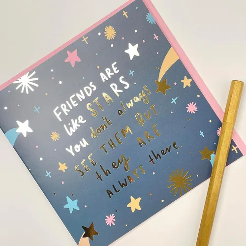 Vista 3 de Old English Co. - Tarjeta de felicitación con texto en inglés «Friends Are Like Stars» – Tarjeta de feliz cumpleaños para mejor amiga – Tarjeta