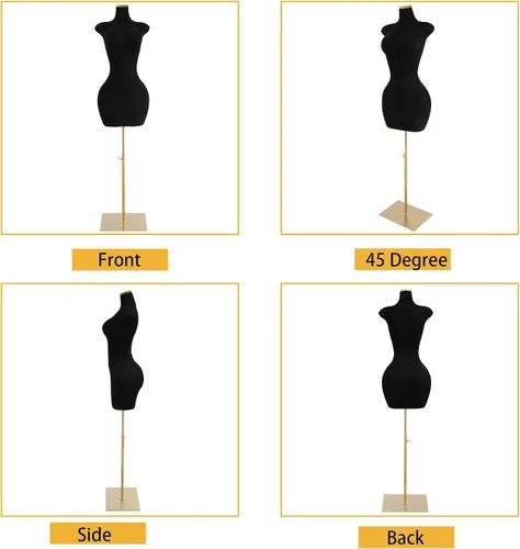 Vista 6 de Torso de maniquí femenino Forma de vestido de cuerpo ajustable Forma de vestido M-annequin para coser Altura ajustable de 59-83 pulgadas
