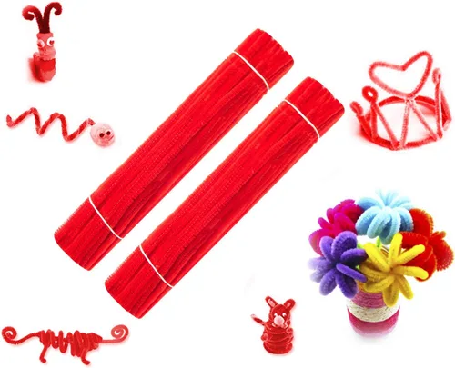 Vista 7 de 200 limpiapipas de felpilla roja para decoración de manualidades (0.236 in x 12 pulgadas)