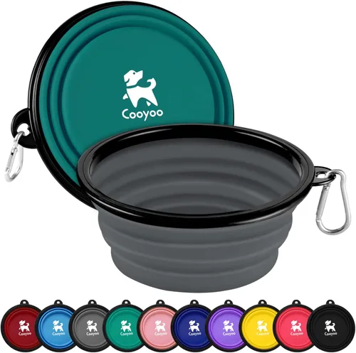 Vista 34 de COOYOO Cuenco plegable para perros, paquete de 2 cuencos plegables para agua para perros y gatos, plato portátil para alimentación de mascotas