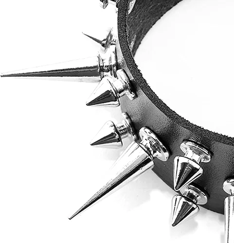 Vista 6 de Eigso Un par de pulseras punk clásicas de piel sintética SteamPunk para hombres y mujeres