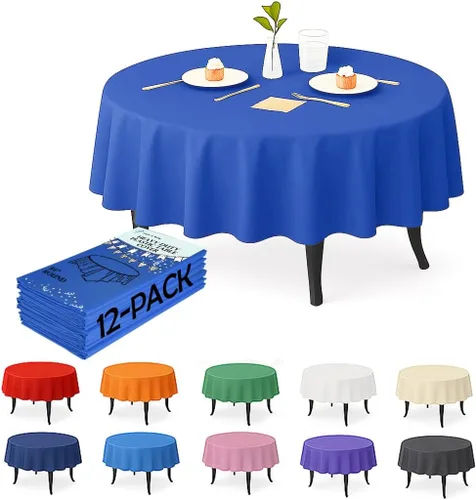 Vista 14 de Paquete de 12 manteles de plástico negro – Cubiertas de mesa desechables de 54 x 108 pulgadas para mesas rectangulares, resistentes y resistentes al