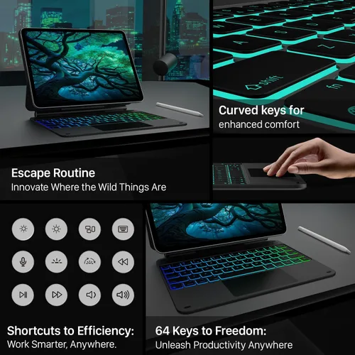 Vista 6 de typecase Funda de teclado Edge para iPad de 11ª generación A16 (2025) y 10ª generación de 10.9 pulgadas (2022) - Trackpad multitáctil, teclado