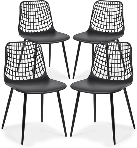 Vista 21 de Poly & BARK Isla - Juego de 4 sillas de cocina modernas, sillas de comedor de plástico con patas de metal, montaje rápido, sillas simples de café