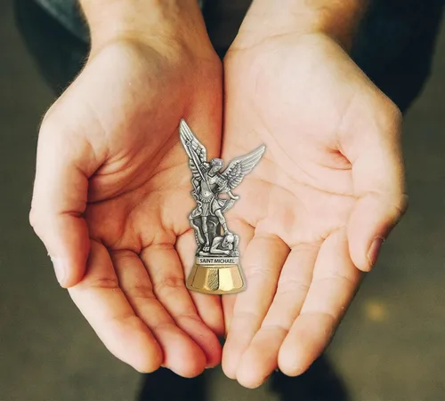 Vista 3 de Trendzeen Estatua de Arcángel de San Miguel de 3 pulgadas - Tarjeta Santa laminada, ficha de bolsillo, La oración del Señor - Estatua de San Miguel