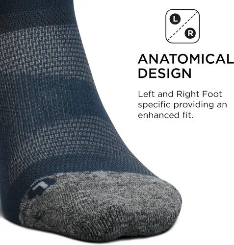Vista 4 de Feetures Elite Light Cushion Mini Crew Sock - Calcetines para correr para mujeres y hombres, compresión dirigida, absorbe la humedad