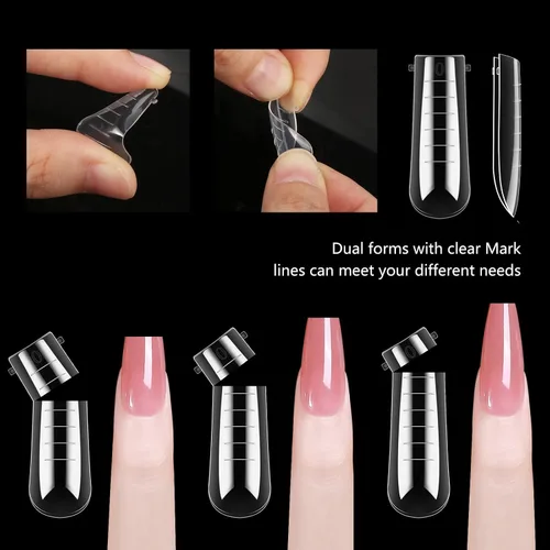 Vista 6 de LIONVISON Formas de uñas de poligel: 120 piezas de formas de uñas en forma de ataúd para gel constructor reutilizables - 12 tamaños de extensión