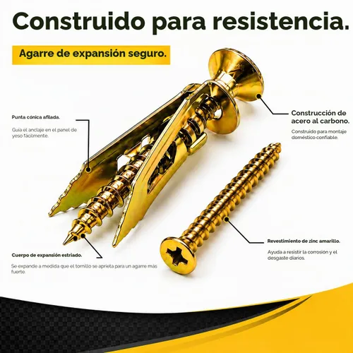 Vista 7 de Jyphorixal Juego de 120 anclajes autoperforantes para paneles de yeso con tornillos, anclajes de pared de metal resistentes para paneles de yeso