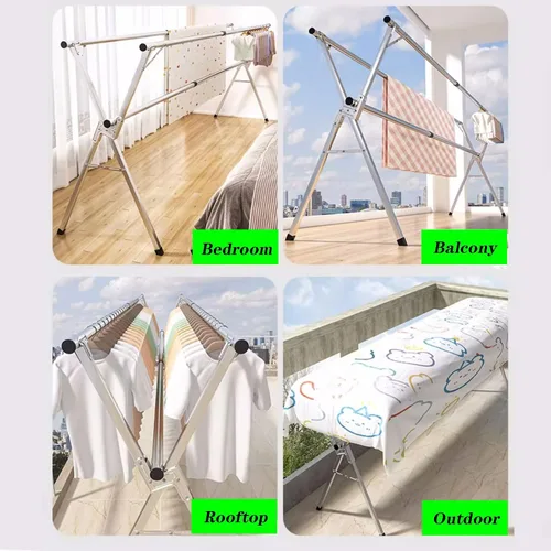 Vista 4 de Estante de secado de ropa de acero inoxidable, estantes para secadora de ropa plegables para lavandería, estantes para secadora de ropa al aire