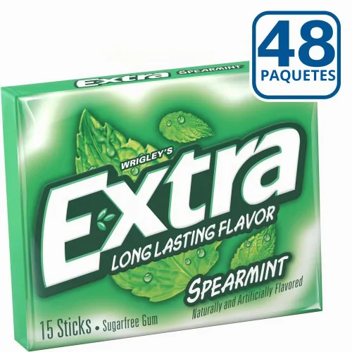Vista 4 de Goma de mascar EXTRA sin azúcar, sabor a menta verde, 8 unidades por caja